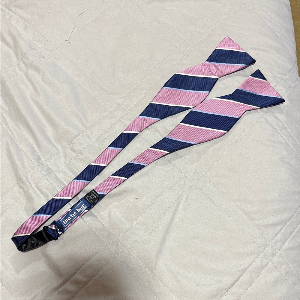 Brooks Brothers Pink and Navy Striped Bow Tie